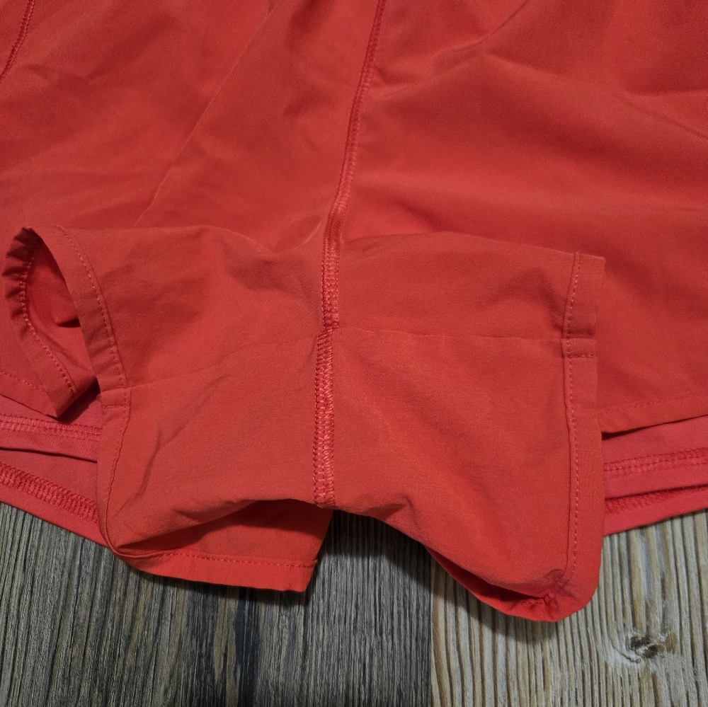 Red Athletic Shorts with Compression Layer and Elastic Waistband - Picture 3 of 14